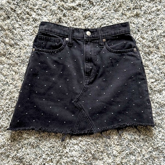 Madewell Dresses & Skirts - Madewell black metallic dot denim mini skirt